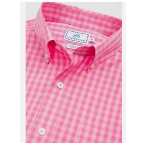 Southern Tide Getaway Gingham Sport Shirt in Pink Lemonade NWT sz M - Picture 2 of 12